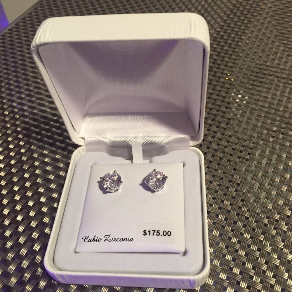 Cubic Zirconia Sterling Silver post earrings